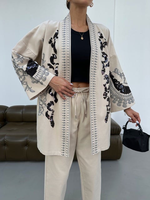 Embellished Beige Shrug