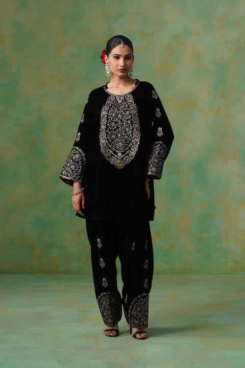 Anika Velvet Embroidered Matching Set