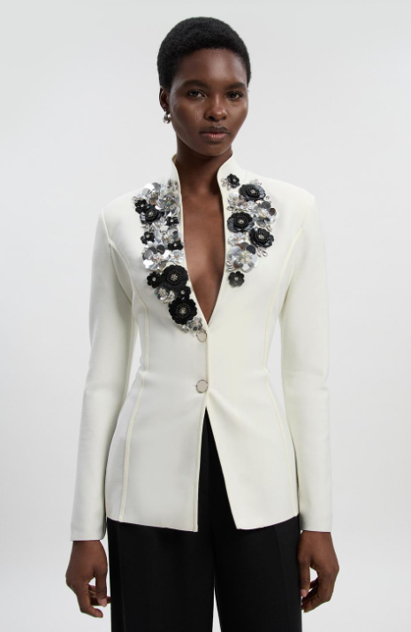 Embellished Figure Form Fitted Blazer Jacket