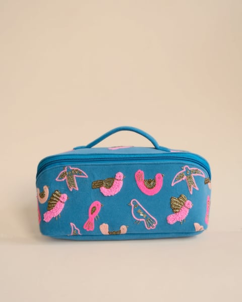 Makeup Pouch Bird Blue