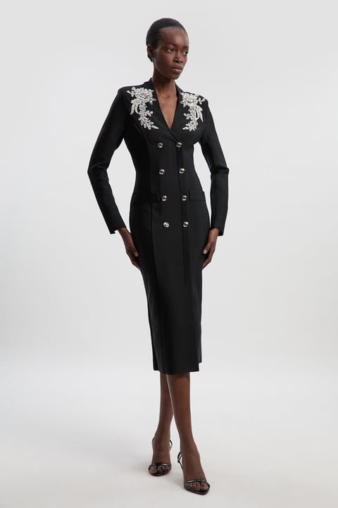 Bandage Form Fitting Embellished Maxi Dress