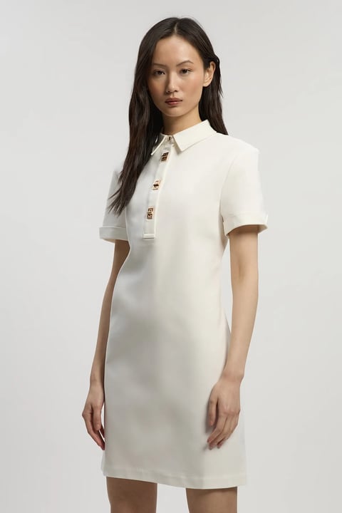 Techno Cotton Woven Short Shirt Dress With Gold Clasp
