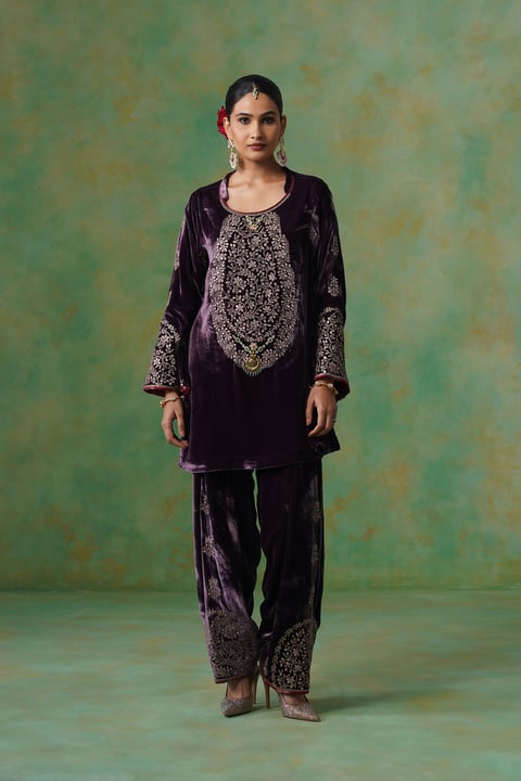Kripa Velvet Embroidered Matching Set