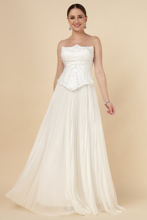 Sequin Corset Plunge Gown