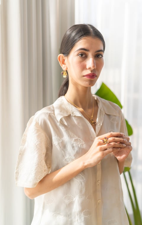 Tiny Fiore Neckchain - Amethyst and Smoky
