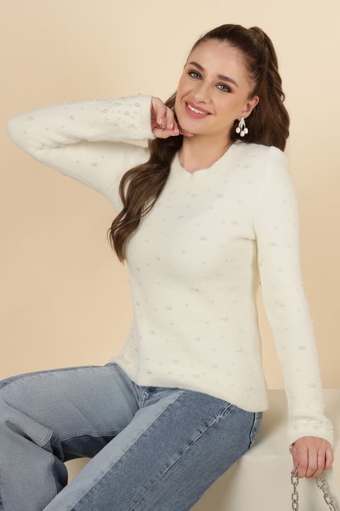 All Over Pearl Embellished Sweater