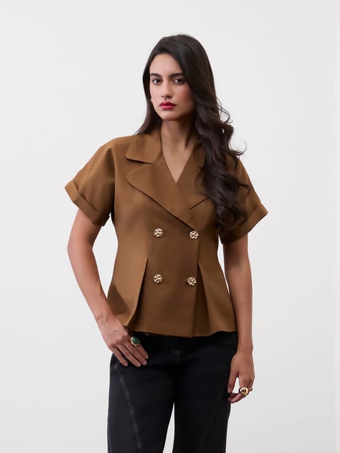 Mocha Trench Top
