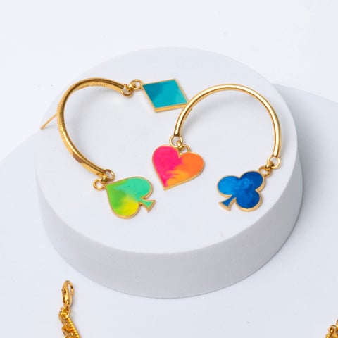Game of Cards Earrings Semi Circle