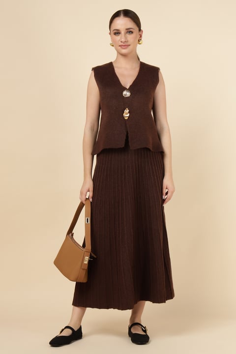 Dark Brown Skirt Set