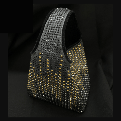 Paris Festive Black/Gold Crystal Party Bag