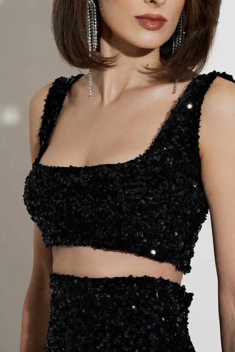 Black Sequins Top Leila