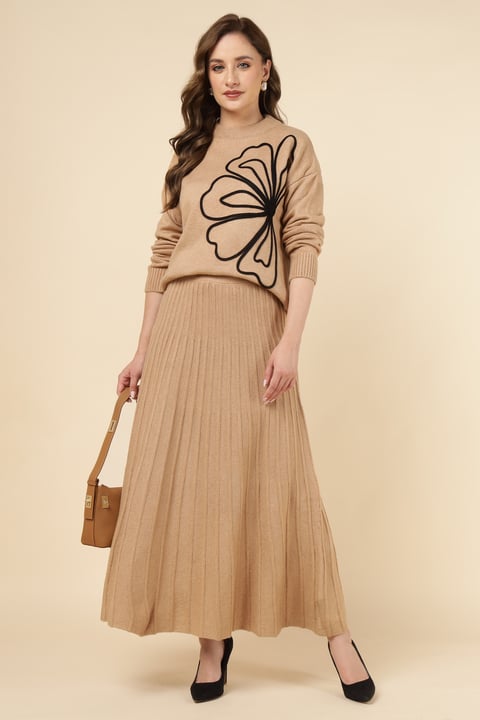 Big Floral Embroidered Skirt Set