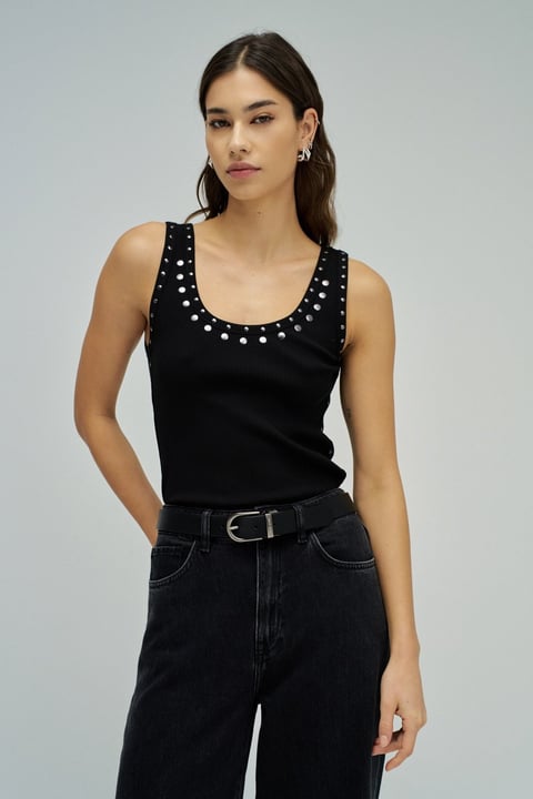 Tank Top With Metal Studs