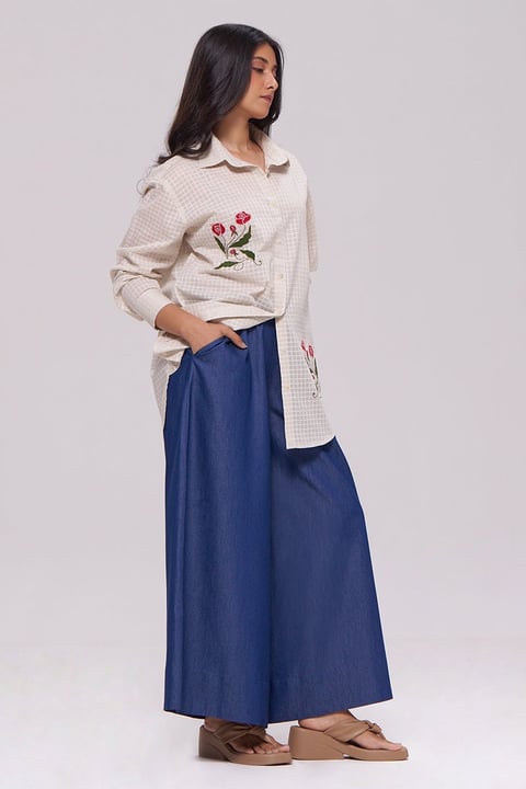 Off-White and Denim Blue Co-ord Set