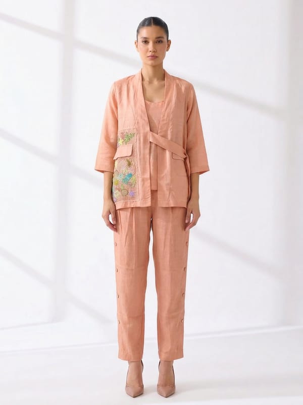 Peach Jacket Paired With Pant — OJA