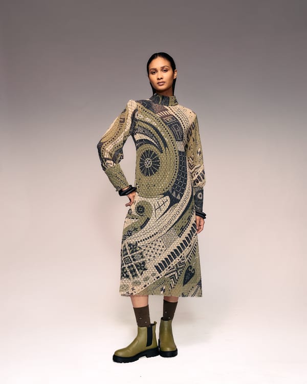 Print Cotton Net Midi Dress Inner — Kritika Murarka