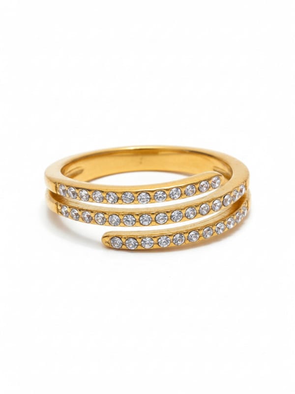 Shiny Cubic Zirconia Geometry Layered Ring Size 7 — Cao Jewellery