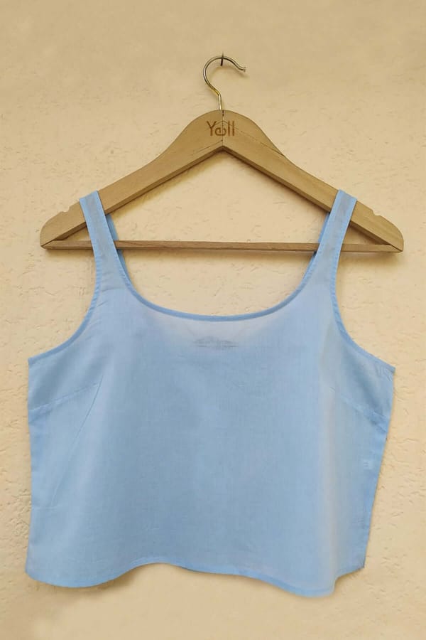Blue Linen Spaghetti Strap Inner Top — YELL