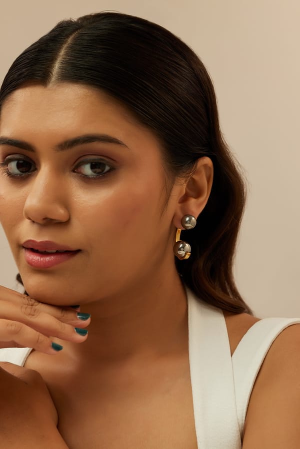 Dual Sided Grey Gunmetal Hoops — Amossh