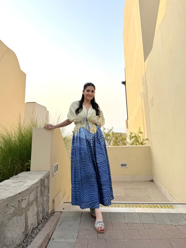 Multicolor Abstract Printed Cotton Poplin Maxi Dress — GAIMA LABEL