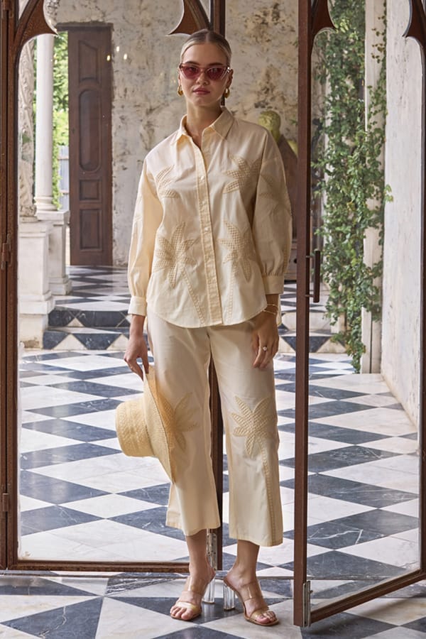 Palm Embroidered Cutwork Co-ord Set — BOHO-CHIC