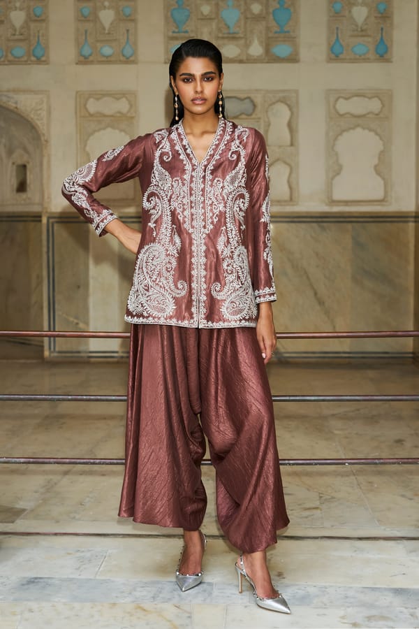 Sienna Metallic Lamé Draped Culotte Trousers — Dash and Dot