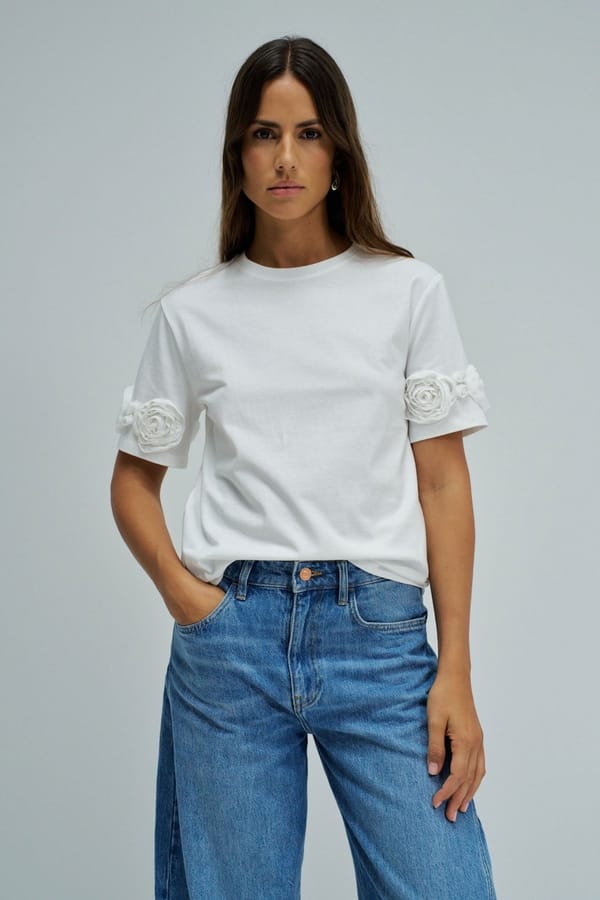 T-Shirt With Flowers Application — SALSA JEANS