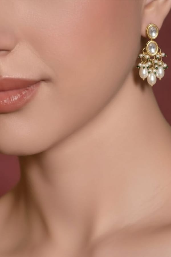 Double Kundan Drop Jhumki — Beauty Spot Jewellery