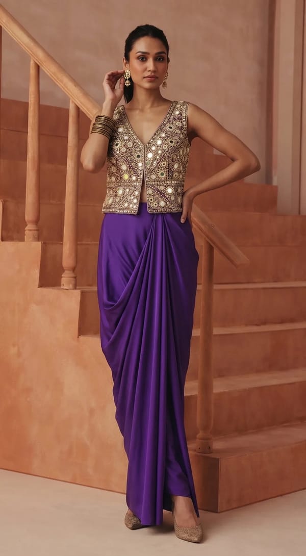 Atelier Embroidered Draped Set — Basanti Kapde aur Koffee