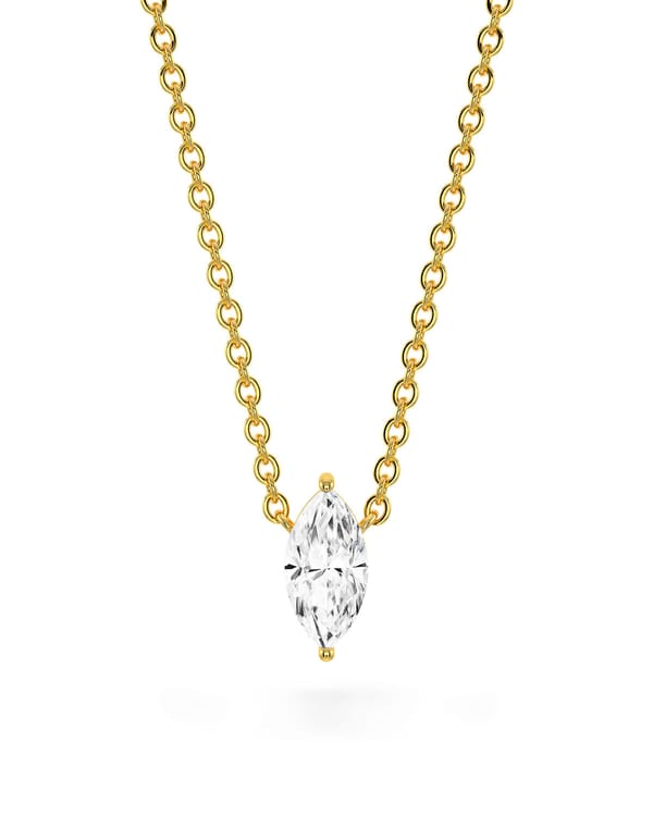 Marquise Shaped Solitaire Pendant With Chain — Miss Jo