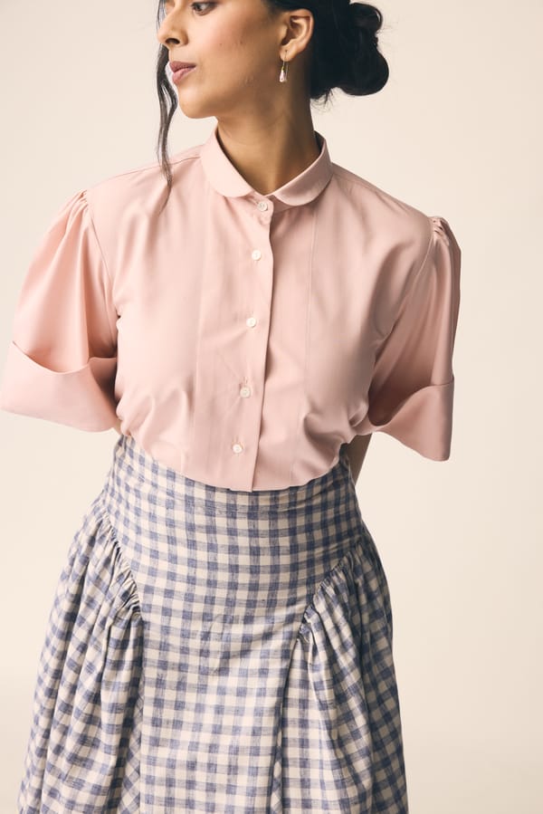 Dusky Pink Cotton Poplin Peter Pan Collar Shirt — Unrush