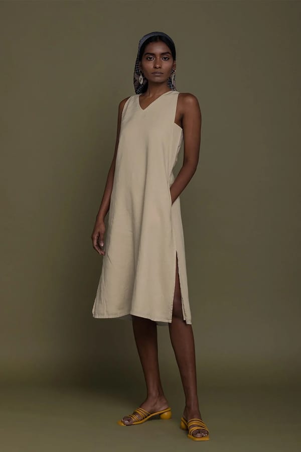 Reading Tea Leaves Dress In Neutral Beige — REISTOR