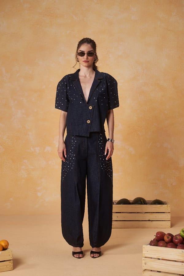 Cosmic Dot Denim Co-ord Set — Muvazo