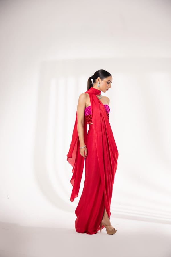 Onyx Bustier With Saree — Isha Sawhney