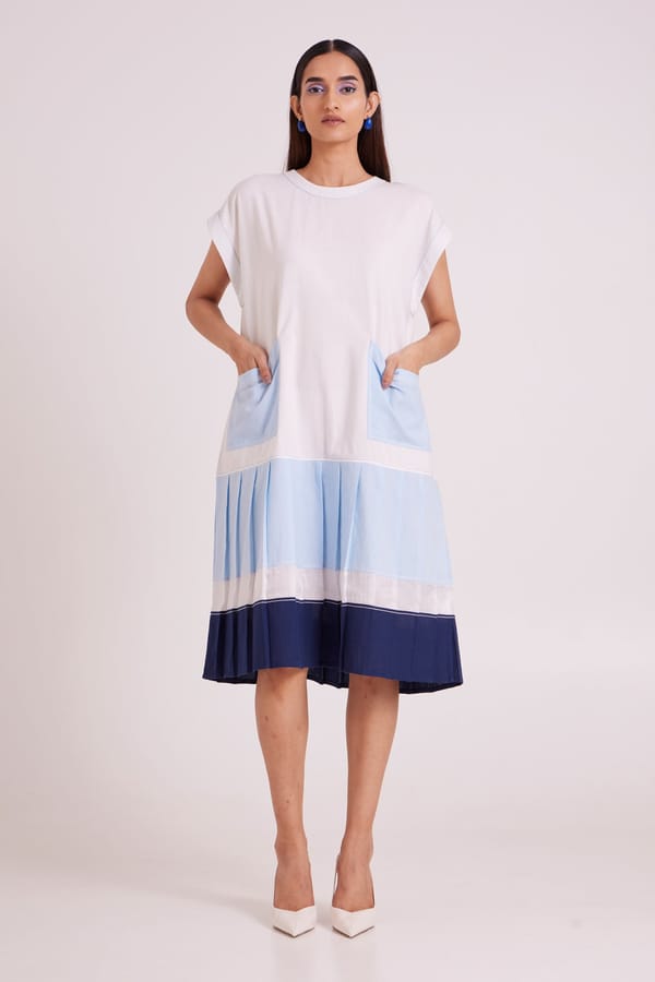 Colorblock Oversized Midi Dress with Patch Pockets — Madder Much