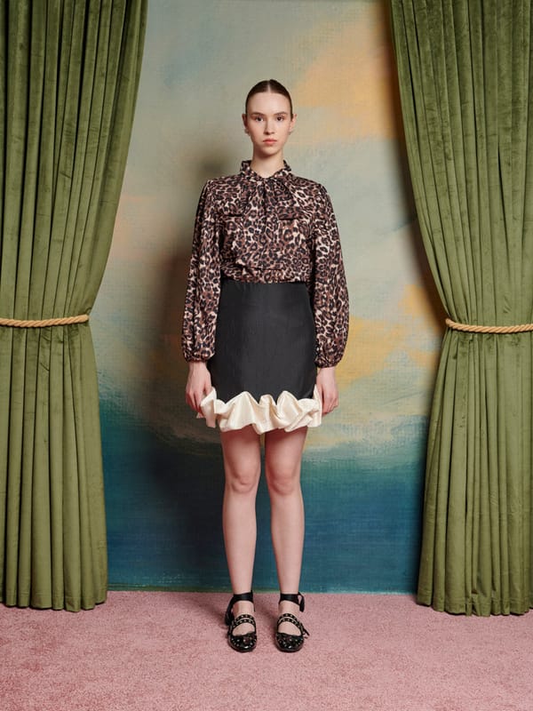 Black and White High-Waisted Mini Skirt with Ruffle Hem — SISTER JANE