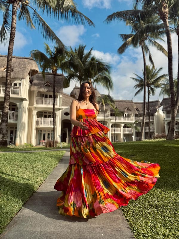 Multicolor Abstract Print Tiered Ruffle Maxi Dress — POPPI