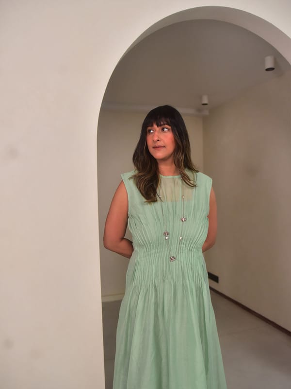 Green Chanderi Pintuck Fit and Flare Midi Dress — Why So Blue