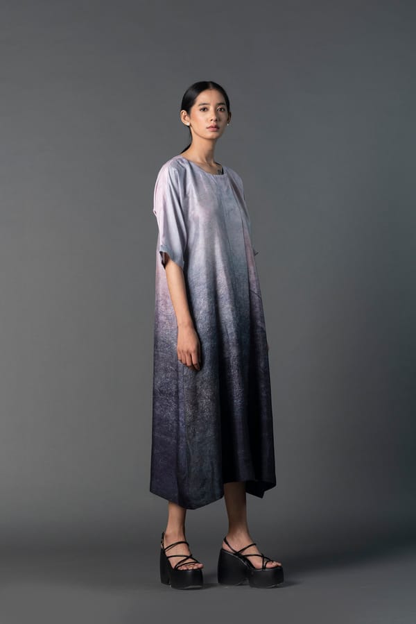 Array Bandhani Soft Greyish Purple Dress — CLOS