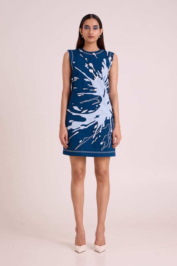 Cobalt Blue Applique Mini Shift Dress — Madder Much