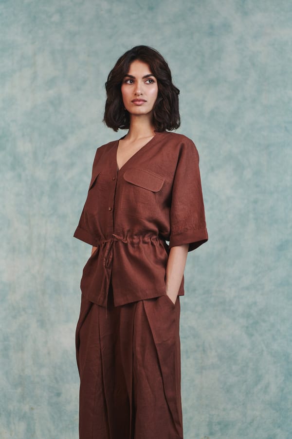 Linen Drawstring Shirt — Saphed