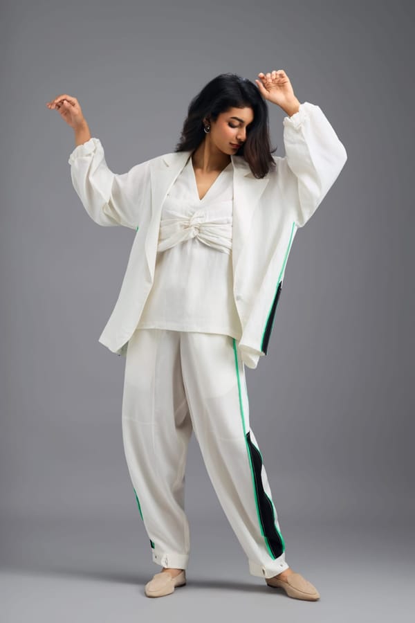 Co-ord Set With Jacket, Twisted Top And Trousers — Deepika Arora