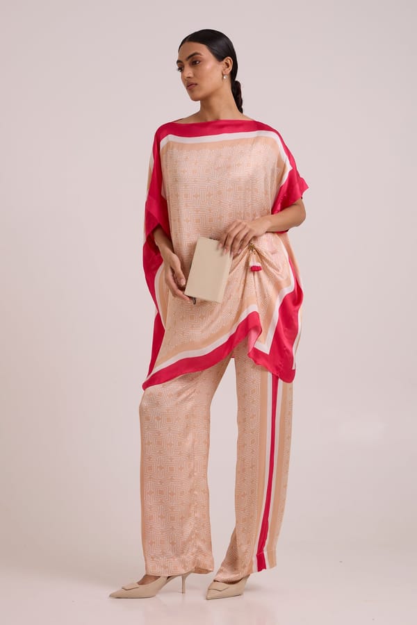 Geometric Caftan Tunic and Wide-Leg Pant Co-ord Set — Madder Much