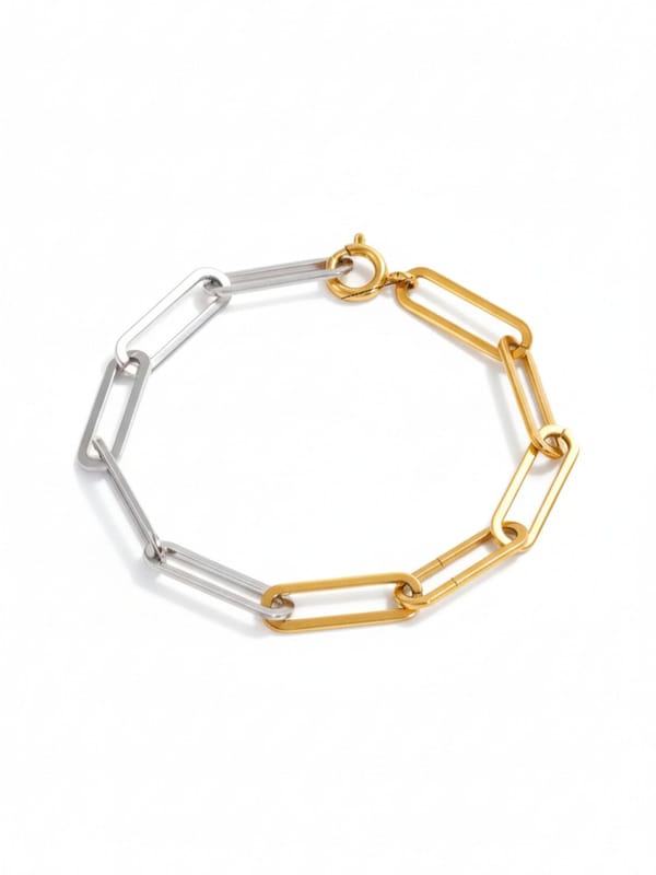Two Tone Paperclip Chain Bracelet — Cao Jewellery