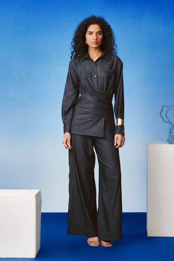 Echo Draped Denim Set — Echo Studio