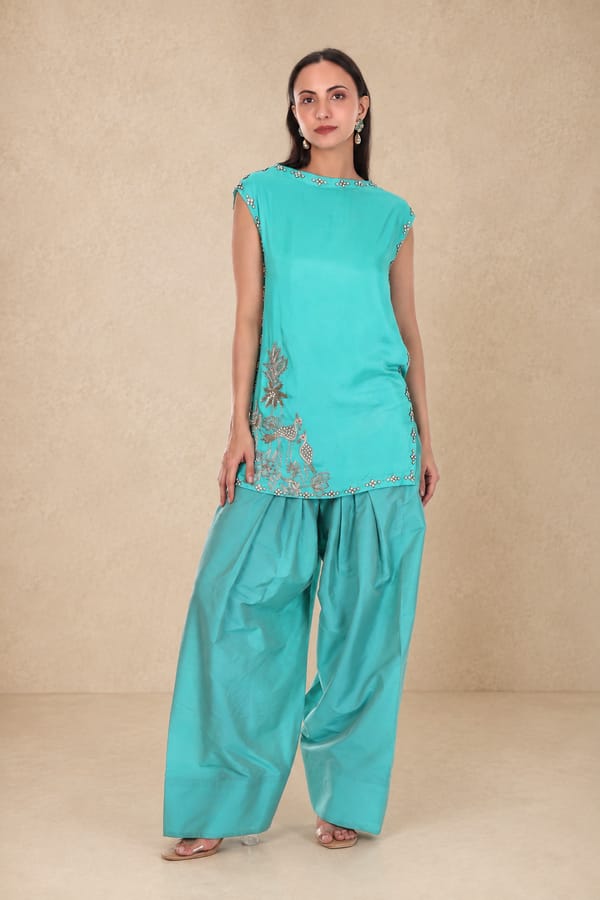 Firoza Farshi Set Aqua Blue — Rivoshia