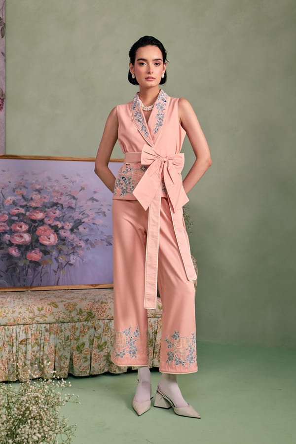 Blush Bloom Waistcoat Set — SURABHI ARYA