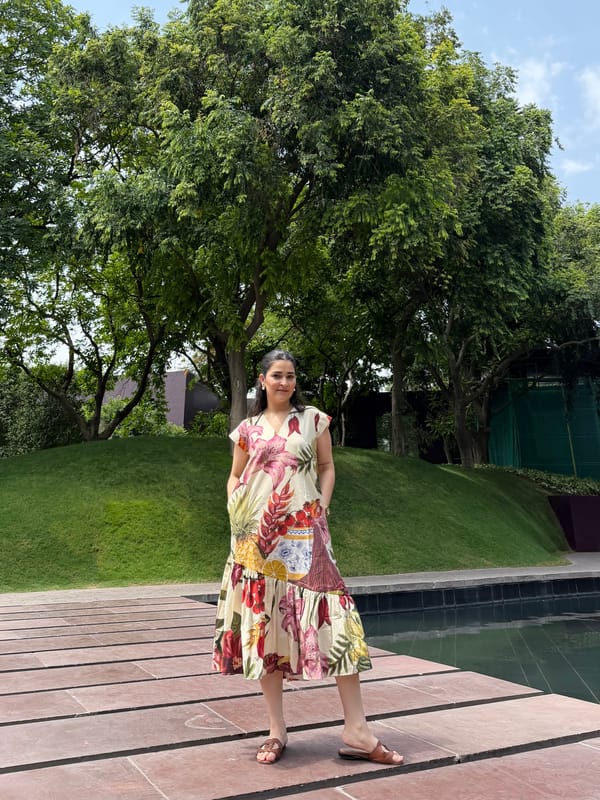 Raya Dress In Sol Garden Print — GAIMA LABEL