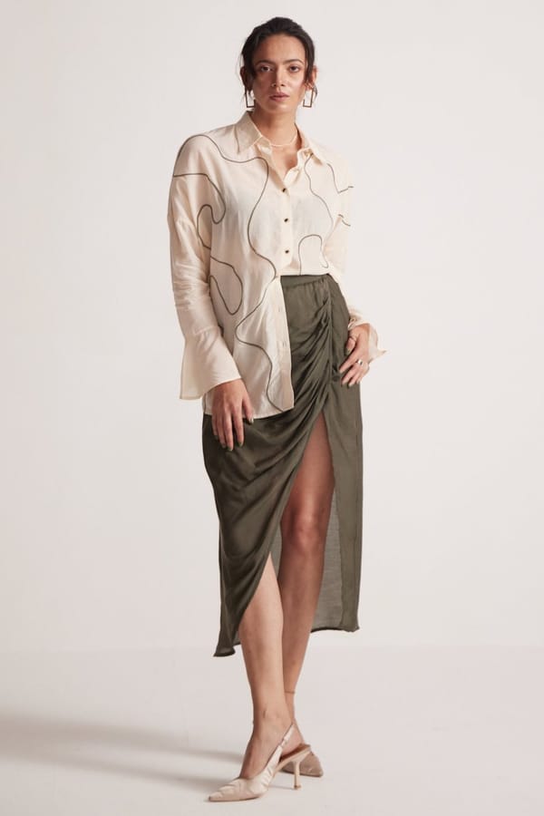 Olive Green Draped Skirt — Western Era