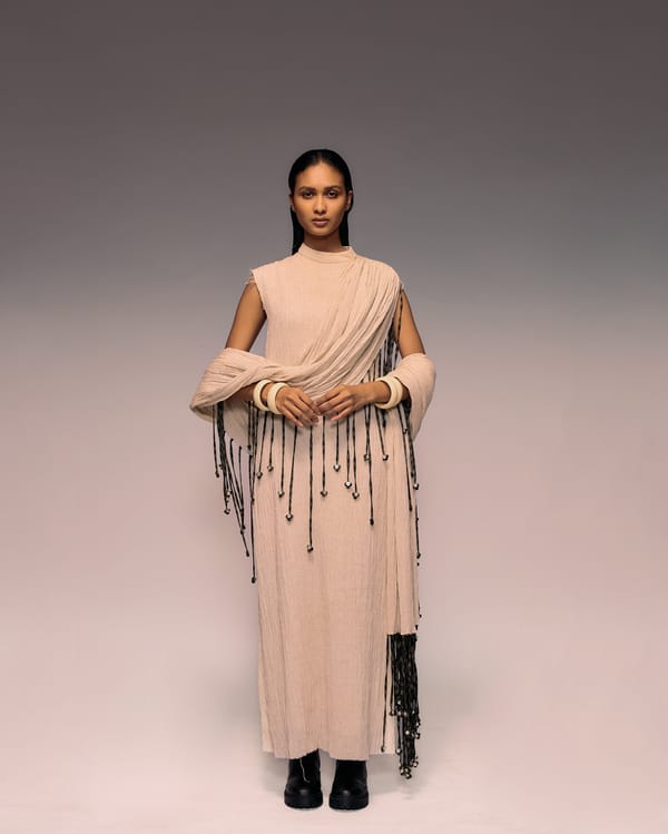 Crushed Tassel Scarf Dress — Kritika Murarka
